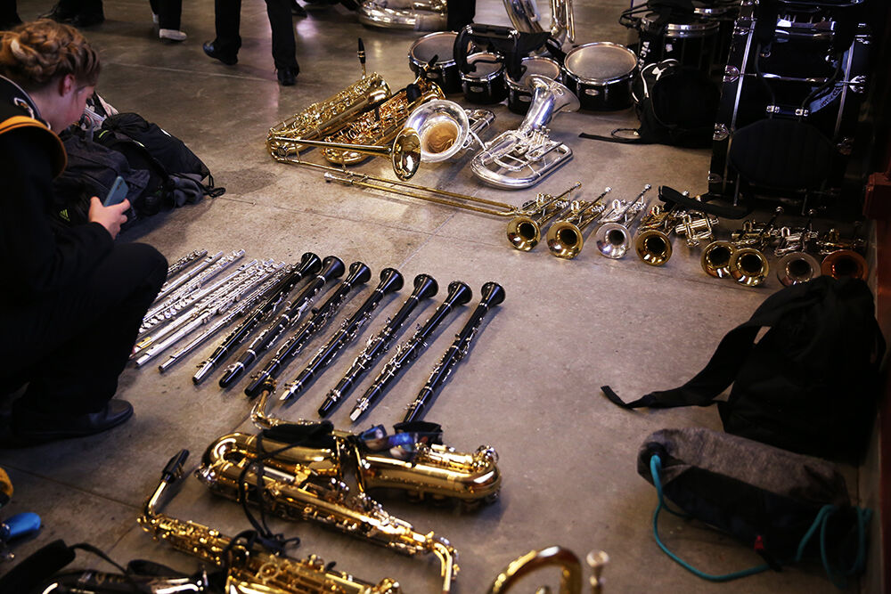 Buffalo High School’s instruments were stored in the hallway